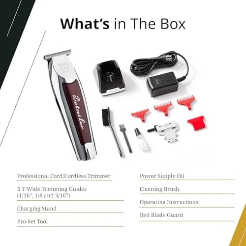 Wahl Professional 5 Star Cordless Detailer Li Trimmer, Chrome & Burgundy | Precision for Barbers & Stylists thumbnail 5