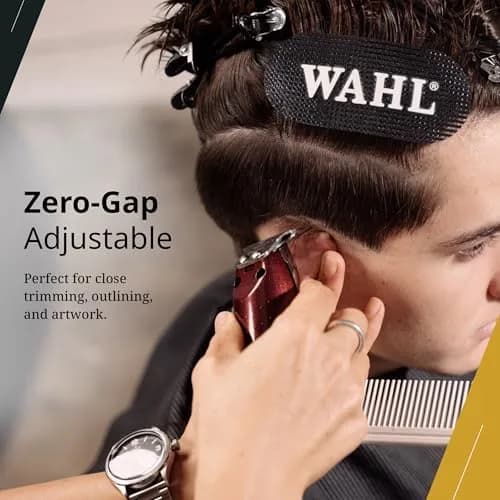 Wahl Professional 5 Star Cordless Detailer Li Trimmer, Chrome & Burgundy | Precision for Barbers & Stylists thumbnail 4
