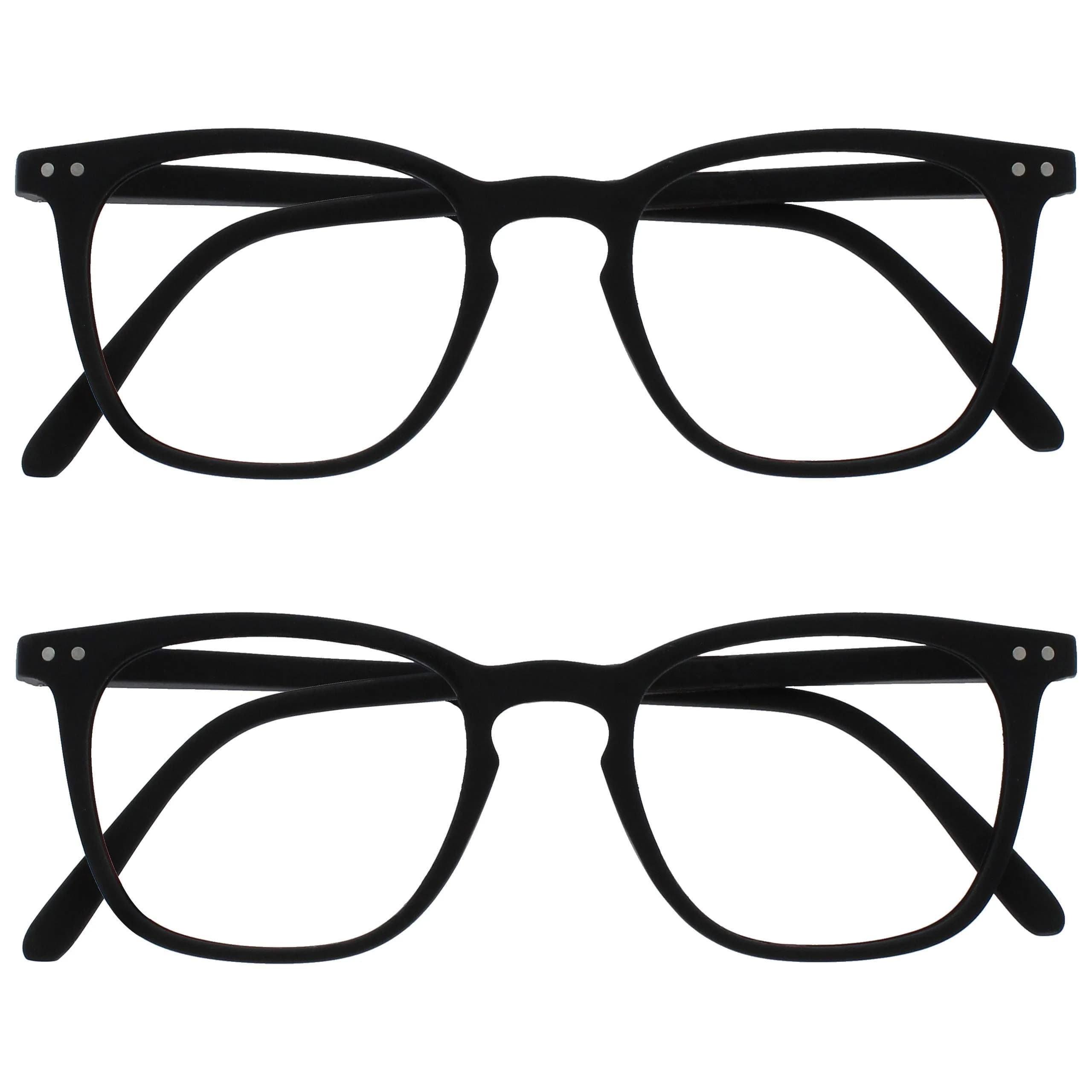 OPULIZE BEX Reading Glasses for Men & Women, Large Oversized Square Frame +1.50 (Pack of 2) | Designer Style with Spring Hinges - main product image