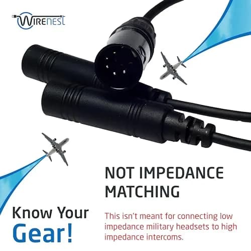 Wirenest GA Twin Plug to Airbus 5 Pin XLR Headset Adapter - Dual General Aviation PJ-055 (.206″) & PJ-068 (.25″) Jacks | Compatible with Major Pilot Headsets thumbnail 6