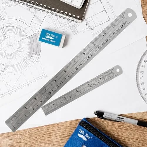 Mr. Pen Metal Straight Edge Ruler Set 15 cm (6 Inch) & 30 cm (12 Inch) | Accurate Markings for Precision thumbnail 7