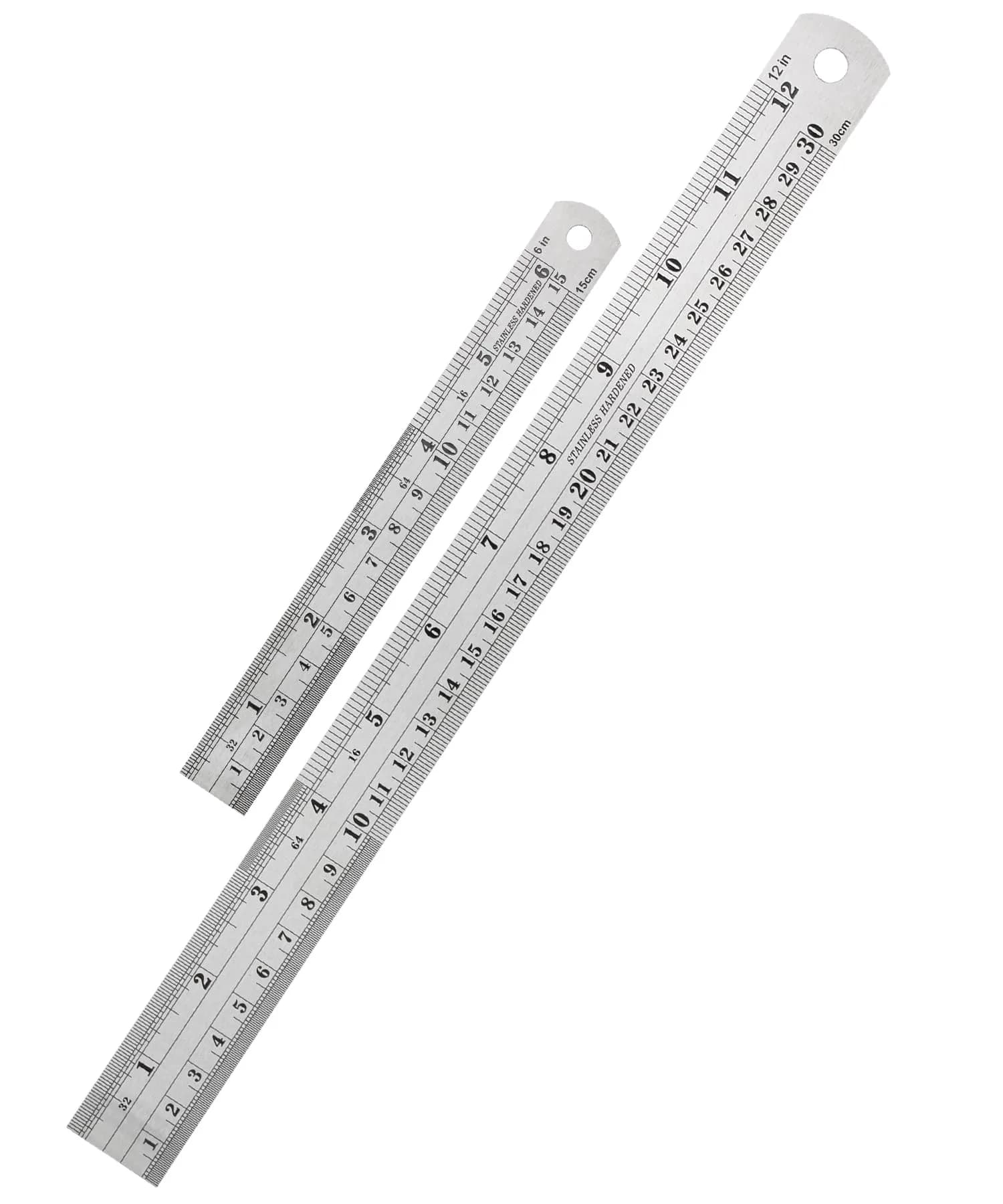 Mr. Pen Metal Straight Edge Ruler Set 15 cm (6 Inch) & 30 cm (12 Inch) | Accurate Markings for Precision — Silver