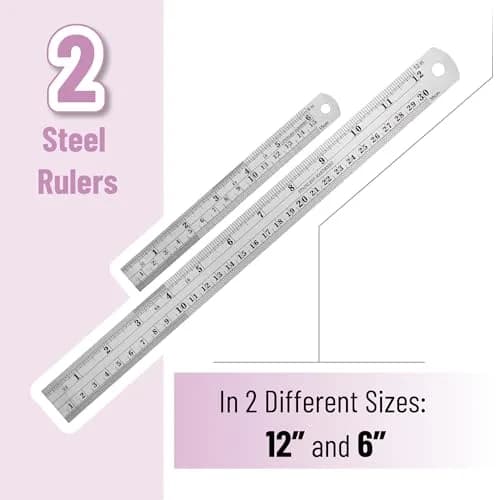 Mr. Pen Metal Straight Edge Ruler Set 15 cm (6 Inch) & 30 cm (12 Inch) | Accurate Markings for Precision thumbnail 2