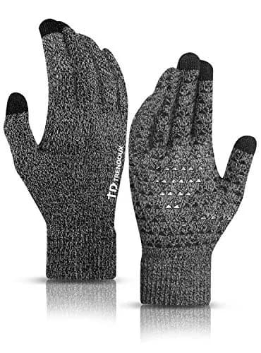 TRENDOUX Winter Gloves for Men Women | Touch Screen Knit Gloves in Black Gray, M thumbnail 1