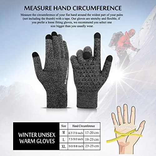 TRENDOUX Winter Gloves for Men Women | Touch Screen Knit Gloves in Black Gray, M thumbnail 5