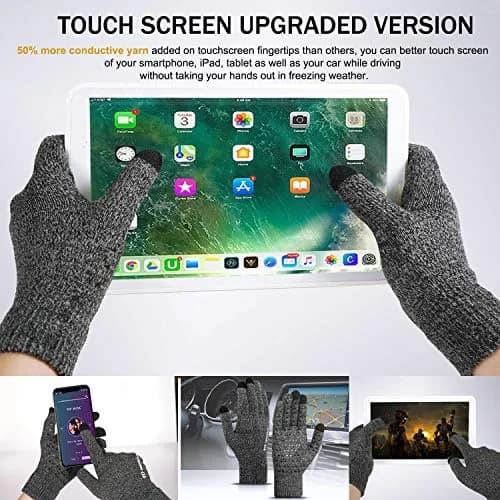 TRENDOUX Winter Gloves for Men Women | Touch Screen Knit Gloves in Black Gray, M thumbnail 2
