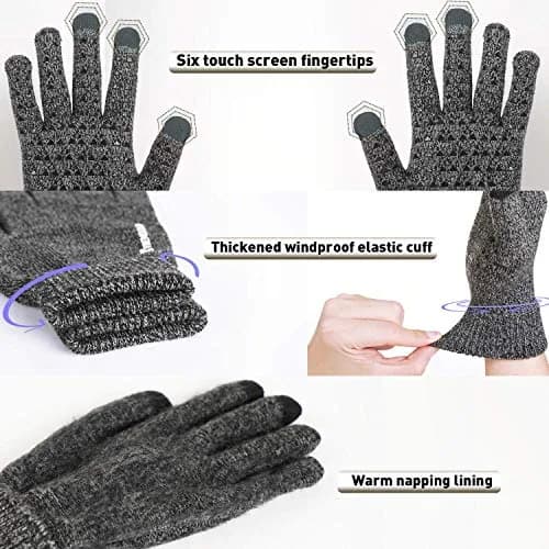TRENDOUX Winter Gloves for Men Women | Touch Screen Knit Gloves in Black Gray, M thumbnail 3