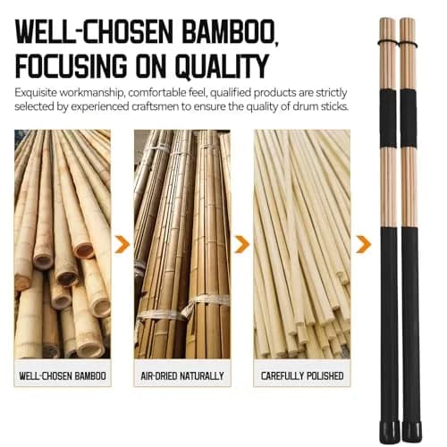 LALAOKS Bamboo Drumsticks for Jazz Folk Music, Black | 1 Pair thumbnail 4
