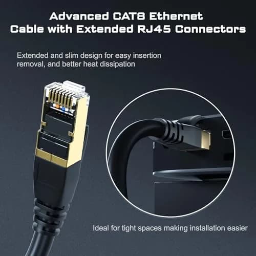 DbillionDa Cat 8 Ethernet Cable 100FT | 40Gbps 2000MHz Support for High-Speed Networking thumbnail 4