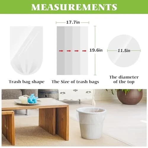 Teivio Small Clear Trash Bags 4 Gallon 330 Count | All-Purpose Bin Liners for Home, Office, Kitchen thumbnail 2