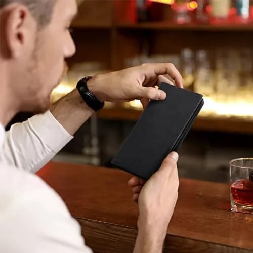 Kattee Men's Vintage Genuine Leather Long Wallet with Gift Box, Black | RFID Blocking Bifold Checkbook Wallet thumbnail 2