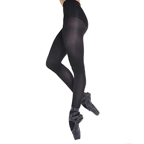 Angelina Women's Professional-Grade Convertible Ballet Tights 2-Pack Black | Soft Lycra, Full & Footless Fit thumbnail 2