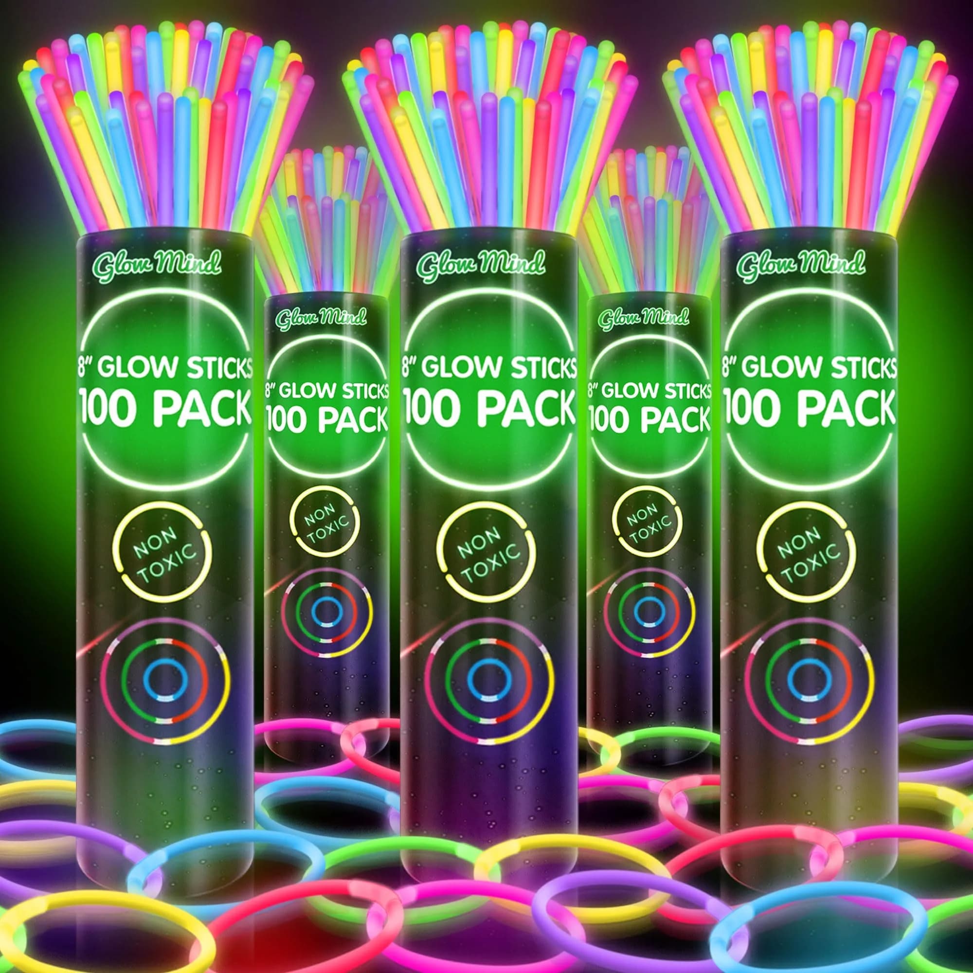 Glow Mind 500 Ultra Bright Glow Sticks Bulk Party Pack, Multi Color (500 Count) - main product image