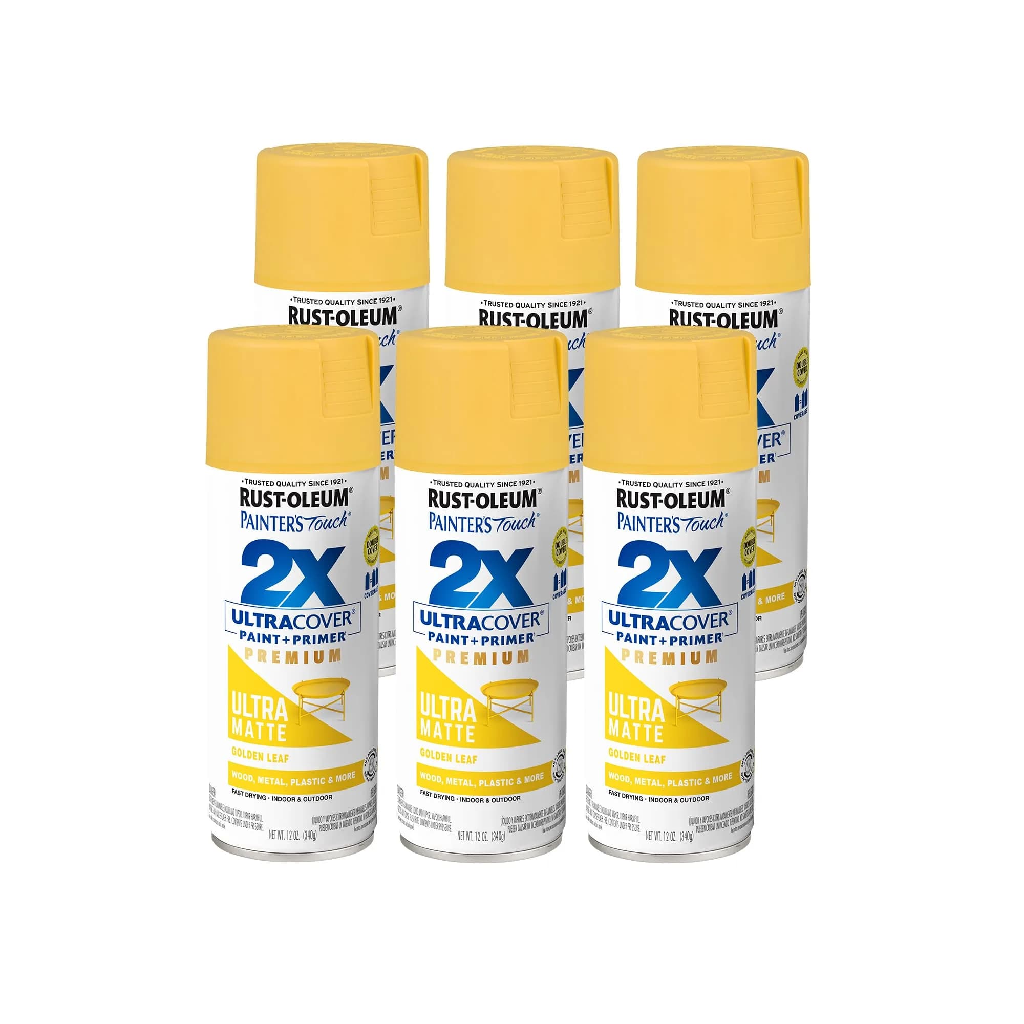 Rust-Oleum Painter's Touch 2X Ultra Matte Golden Leaf Spray Paint, 12 Oz (6 Pack) - main product image