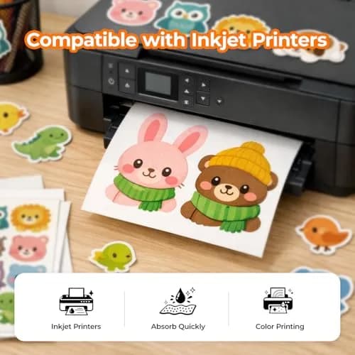JANDJPACKAGING Printable Vinyl Sticker Paper, Glossy White, 8.5"x11" | Waterproof, Easy Release, Indoor & Outdoor Use thumbnail 2