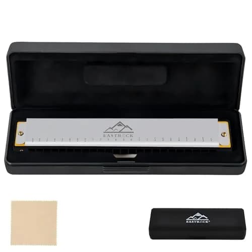 EASTROCK 24 Hole Blues Harmonica in C Key, Silver | Professional & Beginner Friendly thumbnail 4