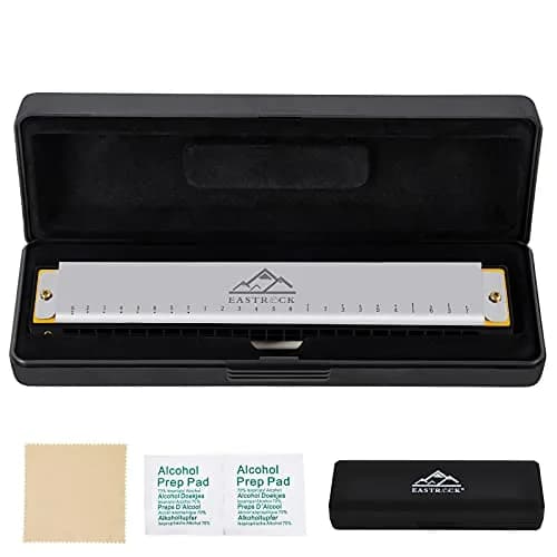 EASTROCK 24 Hole Blues Harmonica in C Key, Silver | Professional & Beginner Friendly thumbnail 5