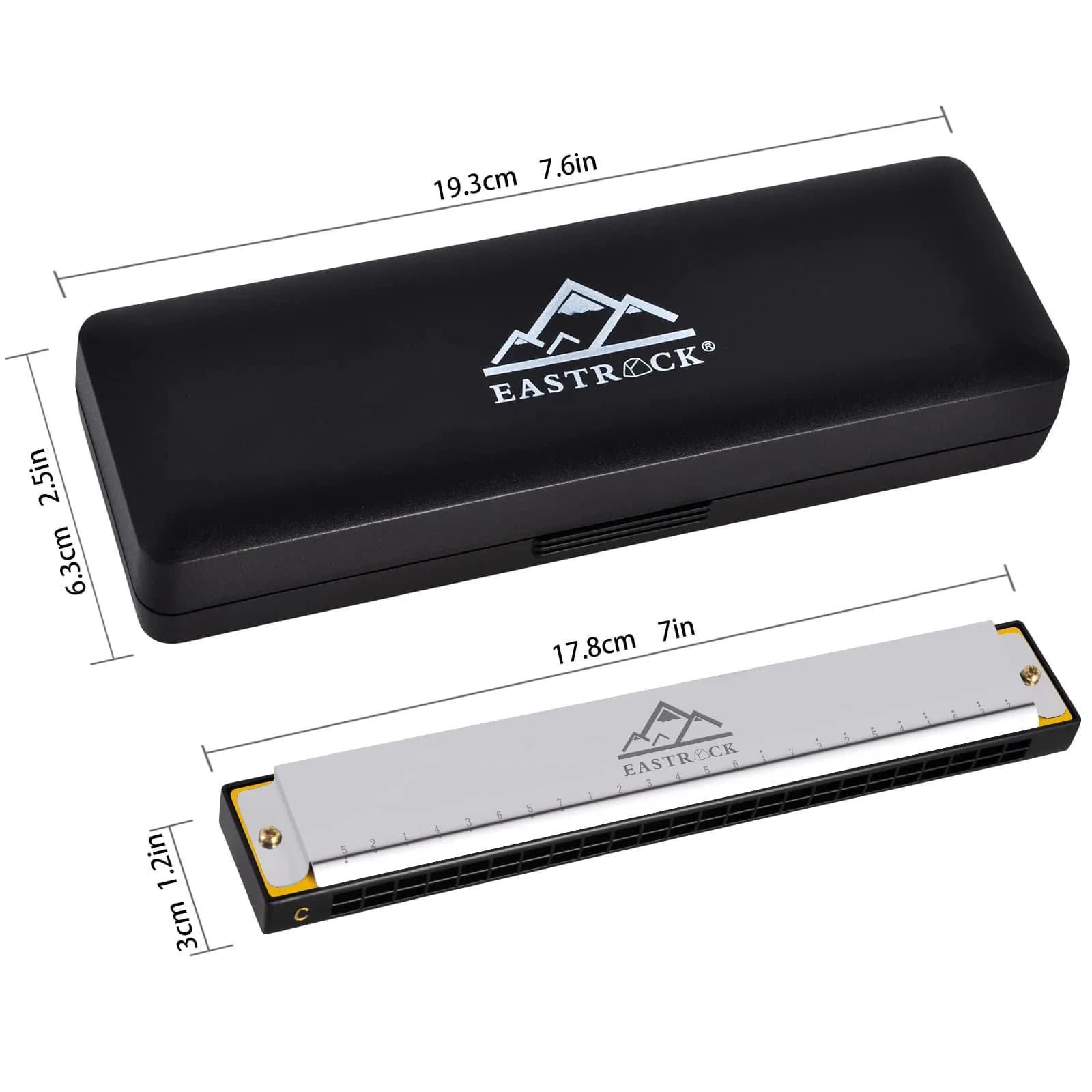 EASTROCK 24 Hole Blues Harmonica in C Key, Silver | Professional & Beginner Friendly - view 7