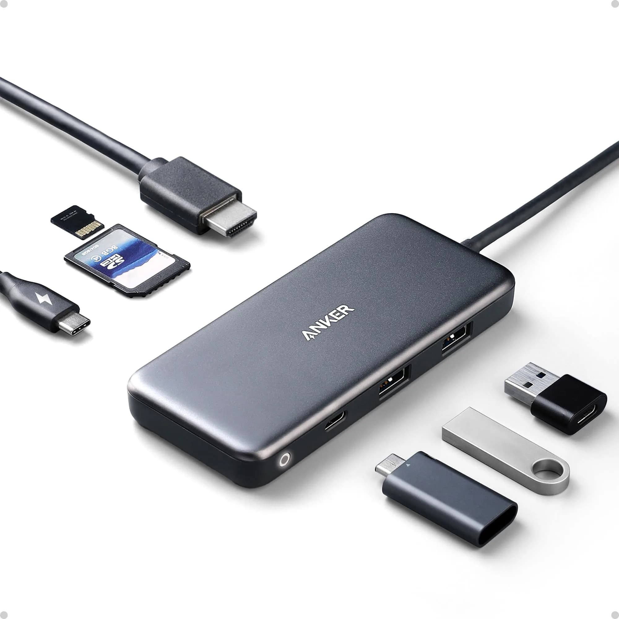 Anker USB C Hub, 7-in-1 Multi-Port Hub with 4K HDMI, SD Card Reader, 2 USB-A & 1 USB-C Ports, 85W PD Pass-Through, 5 Gbps Data Transfer - main product image