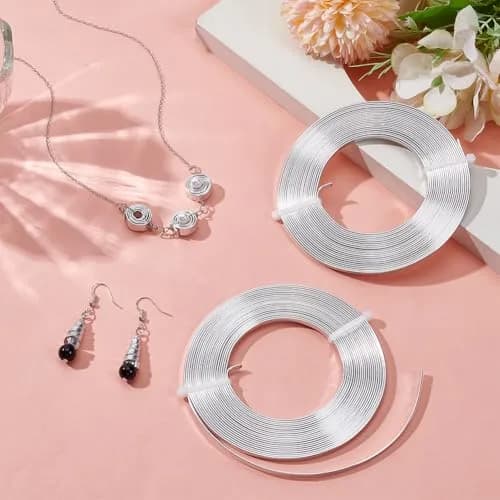 BENECREAT Jewelry Craft Wire 3mm Wide Aluminum Flat Wire 32ft Silver | Durable, Flexible & Long-Lasting Color thumbnail 4