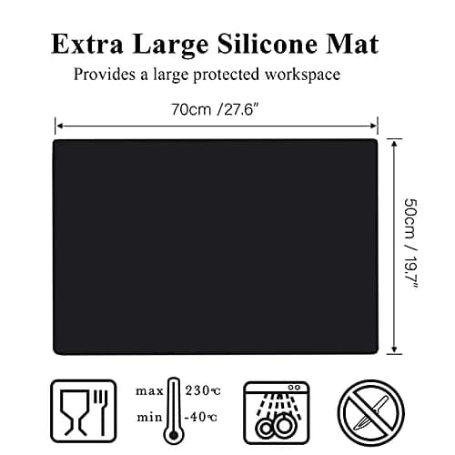 Gartful Black Silicone Craft Mat 70cm x 50cm (27.6" x 19.7") | Extra Large Heat Resistant Countertop Protector thumbnail 2
