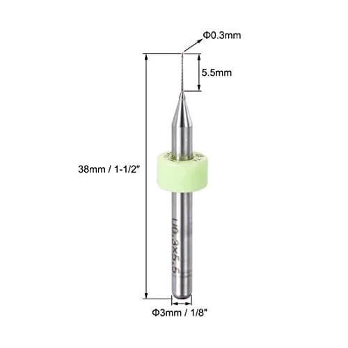 uxcell 0.3mm Tungsten Carbide PCB Drill Bits 38mm (1.5") L, 3mm (1/8") Shank, 20-Piece Set | Precision Micro Drilling for Electronics & Crafts thumbnail 2