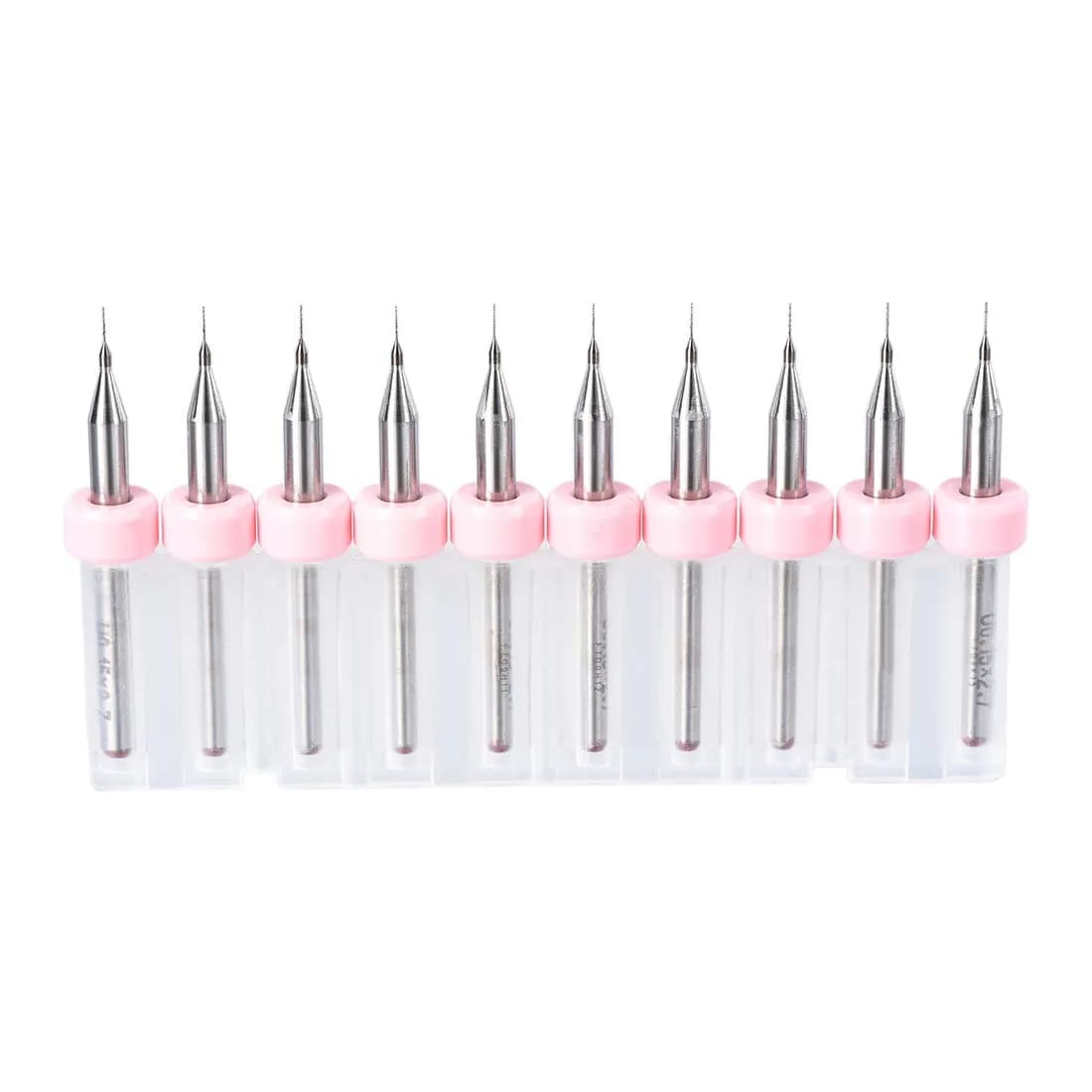 uxcell 0.1mm Tungsten Carbide PCB Drill Bits 3mm (1/8") Shank, 38mm Length | 10-Piece Set for Precision Drilling — Pink / 0.15mm