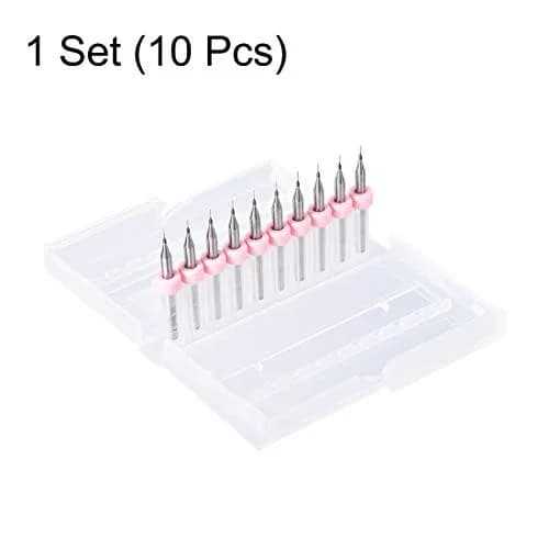 uxcell 0.15mm Tungsten Carbide PCB Micro Drill Bits 3mm (1/8") Shank, 38mm Length | 10 Pcs Set for Electronics & Woodworking thumbnail 3
