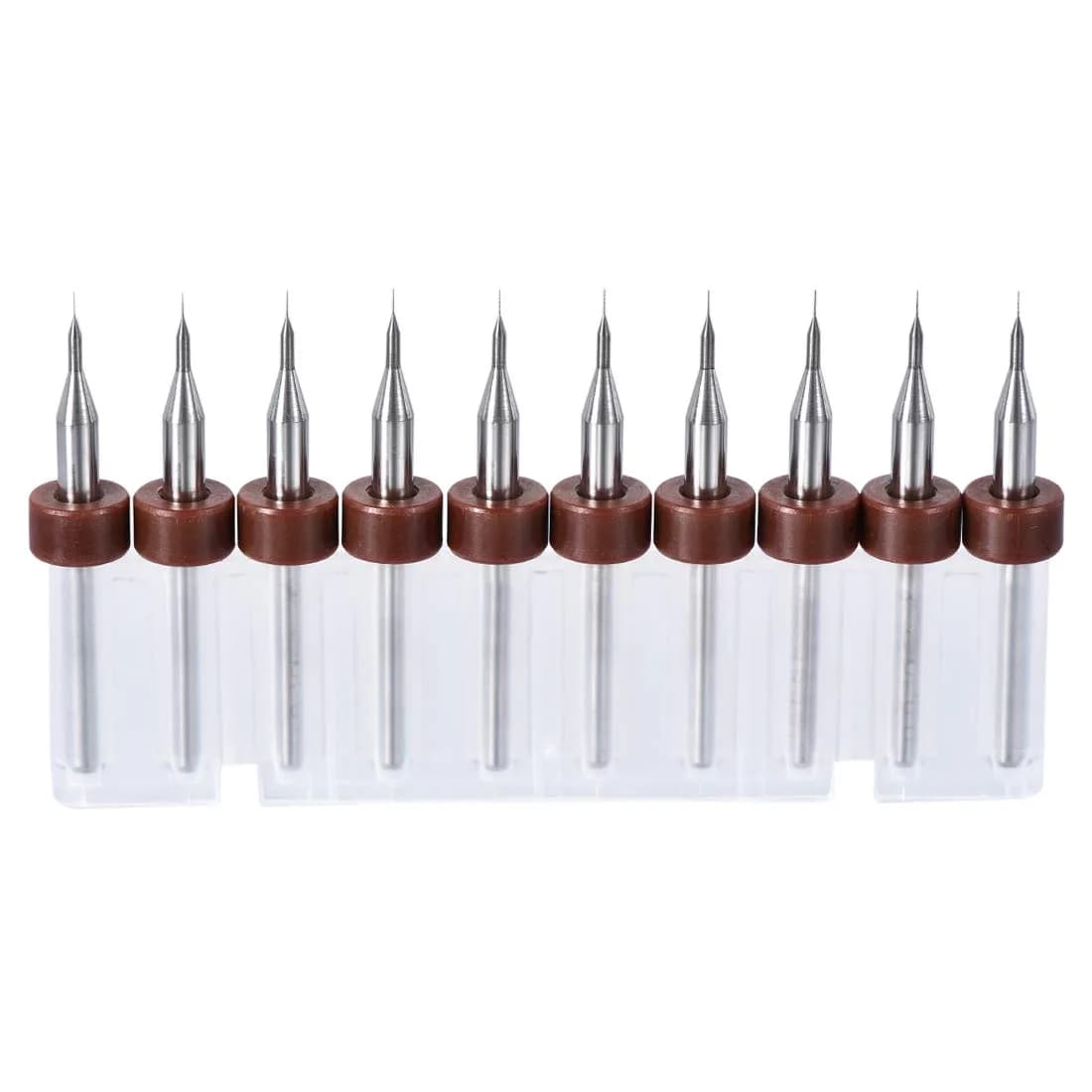 uxcell 0.1mm Tungsten Carbide PCB Drill Bits 3mm (1/8") Shank, 38mm Length | 10-Piece Set for Precision Drilling — Brown
