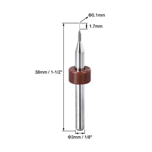 uxcell 0.1mm Tungsten Carbide PCB Drill Bits 3mm (1/8") Shank, 38mm Length | 10-Piece Set for Precision Drilling thumbnail 2