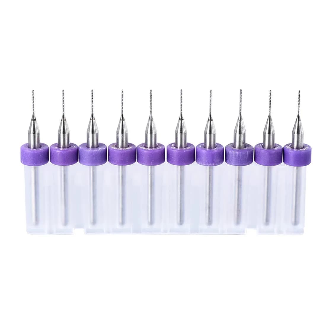 uxcell 0.4mm Tungsten Carbide PCB Drill Bits 3mm (1/8") Shank, 38mm Length | 10 Pcs Set for Electronics & Woodworking — Purple