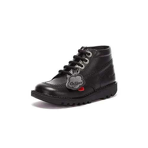 Kickers Infant Kick Hi Zip Boots Black 2 | Classic Leather Baby Boot with Zip & Lace Closure thumbnail 1