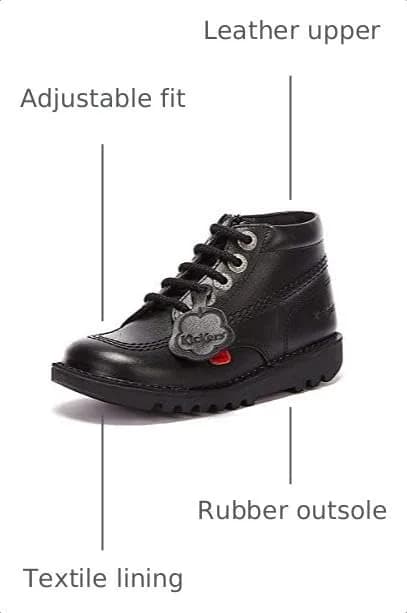Kickers Infant Kick Hi Zip Boots Black 2 | Classic Leather Baby Boot with Zip & Lace Closure thumbnail 3