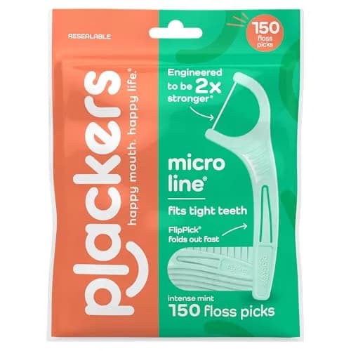 Plackers Micro Line Floss Picks, Intense Mint, 150 Count | PTFE-Free, Strong & Refreshing thumbnail 1