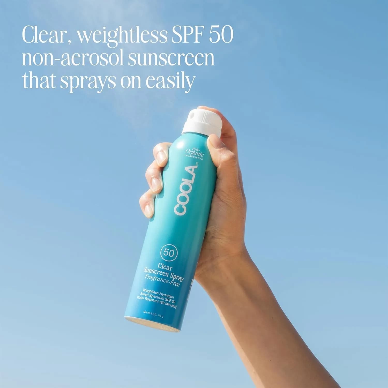 COOLA Clear Sunscreen Spray SPF 50 Fragrance Free 177ml (6 fl oz) | Broad Spectrum Protection - view 2