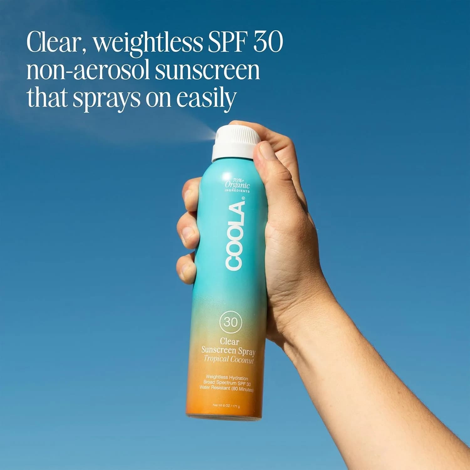 COOLA Organic Sunscreen SPF 30 Continuous Spray Tropical Coconut 175ml (6 Fl Oz) | Dermatologist Tested Vegan Gluten Free - view 2