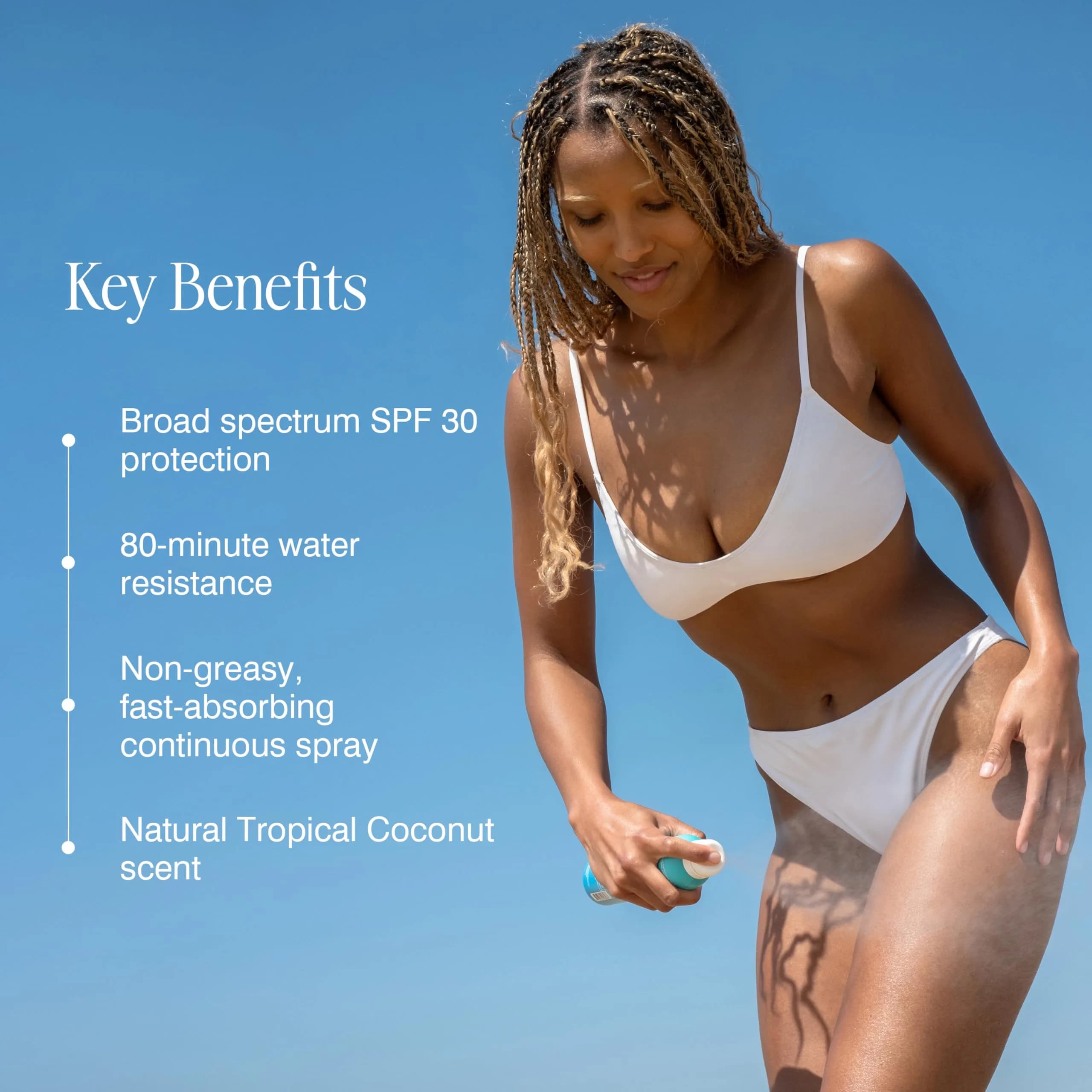 COOLA Organic Sunscreen SPF 30 Continuous Spray Tropical Coconut 175ml (6 Fl Oz) | Dermatologist Tested Vegan Gluten Free - view 4
