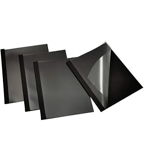 RAYSON Black Thermal Binding Covers 1/4 Inch (6mm) | 25 Pack Holds 55 Sheets — Black