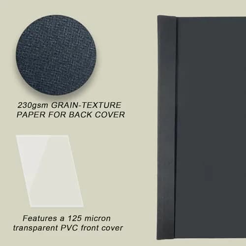 RAYSON Black Thermal Binding Covers 1/4 Inch (6mm) | 25 Pack Holds 55 Sheets thumbnail 4