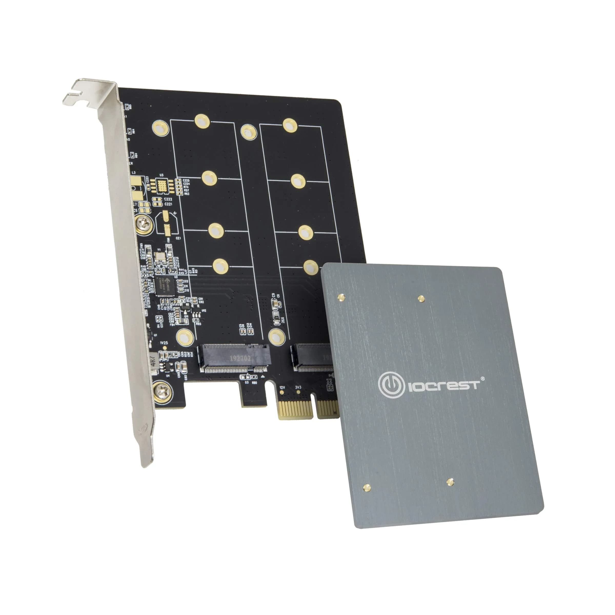 IO CREST Dual M.2 SATA SSD to PCIe x1 Expansion Card with Heat Sink - main product image