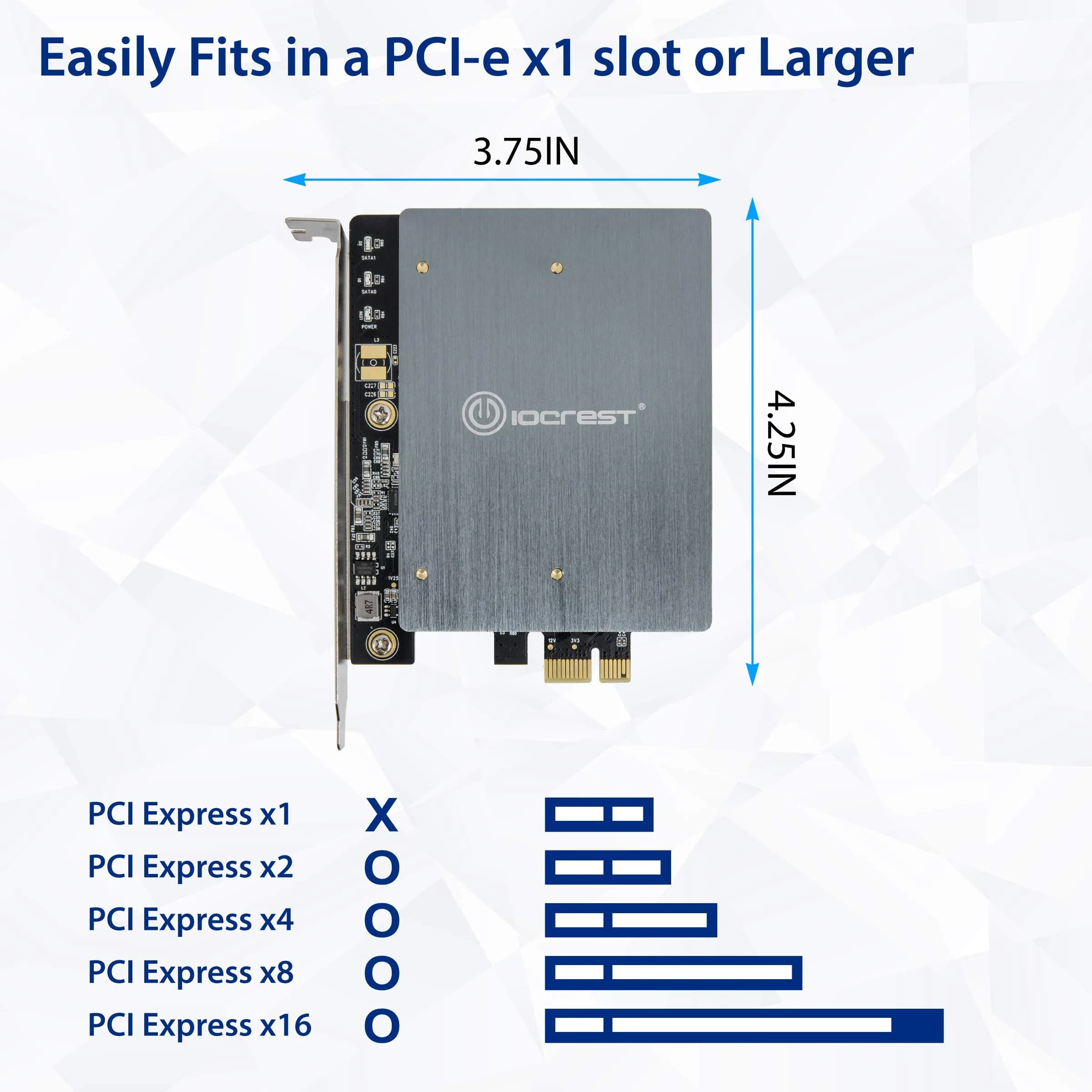 IO CREST Dual M.2 SATA SSD to PCIe x1 Expansion Card with Heat Sink - view 3