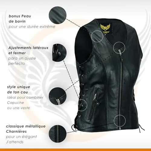 Leatherick Women Top Grain Buffalo Leather Vest for Motorcycle Bikers 4XL | Durable & Stylish thumbnail 6