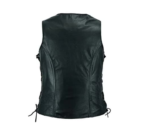 Leatherick Women Top Grain Buffalo Leather Vest for Motorcycle Bikers | Heavy-Duty & Adjustable (70-120c) thumbnail 4