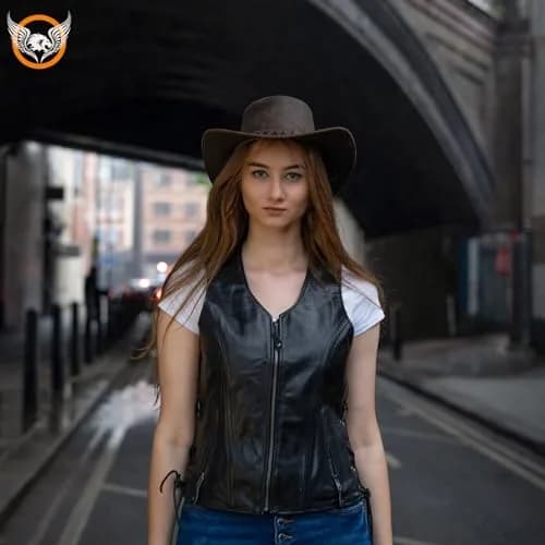 Leatherick Women Top Grain Buffalo Leather Motorcycle Vest XL | Durable & Stylish thumbnail 3