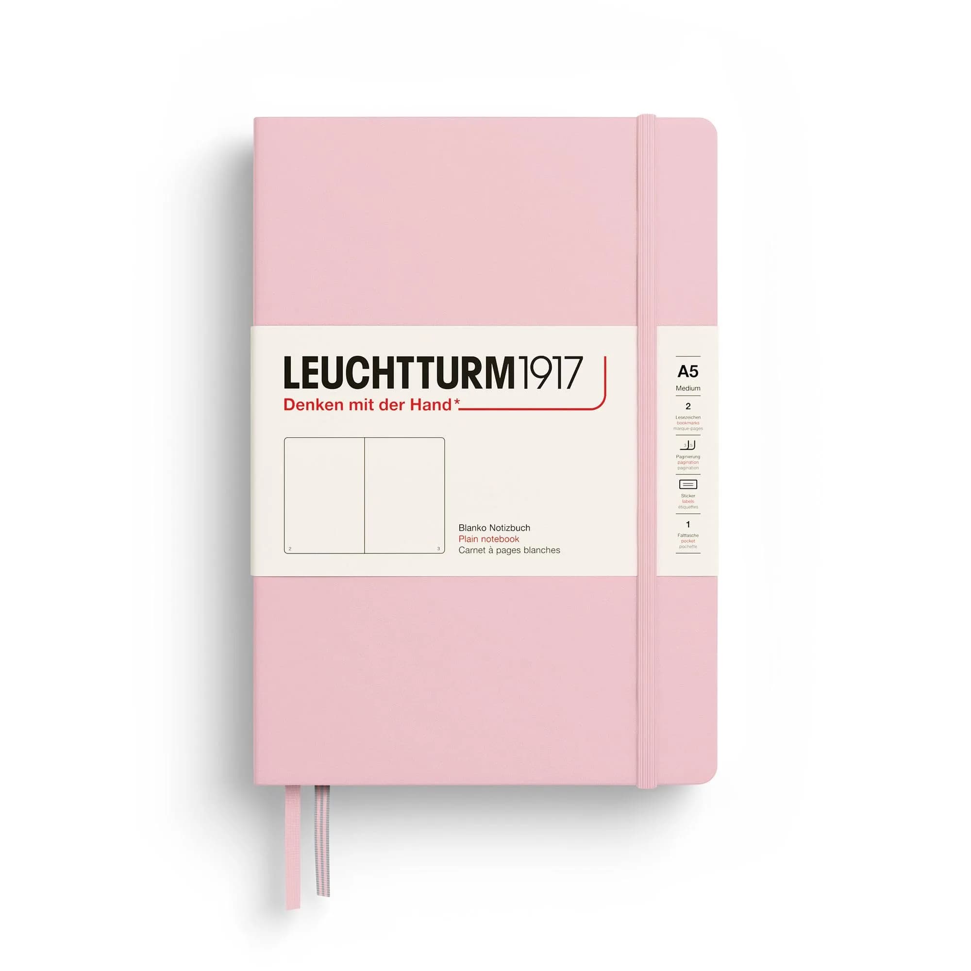 LEUCHTTURM1917 Notebook Hardcover Medium A5-251 Numbered Pages for Writing and Journaling (Powder, Ruled) | Premium A5 Journal for Daily Reflection