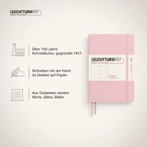 LEUCHTTURM1917 Notebook Hardcover Medium A5-251 Numbered Pages for Writing and Journaling (Powder, Ruled) | Premium A5 Journal for Daily Reflection thumbnail 9