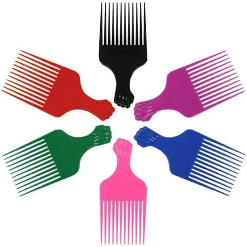 LEADUWAY Fist Picks for Curly & Afro Hair, Plastic 6.5 inch Rainbow Set (6 PCS) | Gentle, Durable Styling Tools thumbnail 1