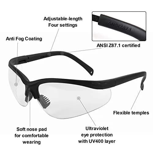 LaneTop Shooting Glasses for Men & Women, Impact-Resistant Polycarbonate, ANSI Z87.1, UV400, Clear Lens, Hard Shell Case thumbnail 4