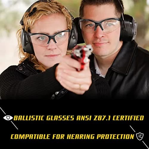 LaneTop Shooting Glasses for Men & Women, Impact-Resistant Polycarbonate, ANSI Z87.1, UV400, Clear Lens, Hard Shell Case thumbnail 2