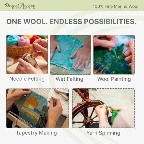 Desert Breeze Distributing Merino Wool Roving 1 oz | Fine Needle Felting & Spinning thumbnail 4